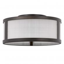 Worldwide Lighting Corp E30010-013 - Calais 2-Light ORB Finish Linen Glass Flush Mount 11.8“ X 11.8” X 5.8“