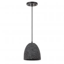 Worldwide Lighting Corp E80018-001 - Remington 1-Light Black Finish Concrete Grey Shade Pendant 7.25"D X 8.63"H