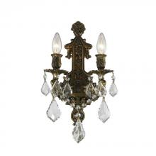 Worldwide Lighting Corp W23315B12 - Versailles 2-Light Antique Bronze Finish Crystal Wall Sconce Light 12 in. W x 13 in. H Medium