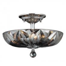 Worldwide Lighting Corp W33142C16-SM - Mansfield 4-Light Chrome Finish and Smoke Crystal Bowl Semi Flush Mount Ceiling Light 16 in. Medium