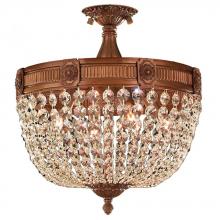 Worldwide Lighting Corp W33353FG16-GT - Winchester 4-Light French Gold Finish and Golden Teak Crystal Semi Flush Mount Ceiling Light 16 in. 