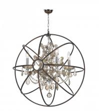 Worldwide Lighting Corp W83190C24-GT - Armillary 4-Light dark Bronze Finish and Golden Teak Crystal Foucault's Orb Chandelier 24 in. Di