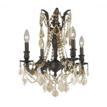 Worldwide Lighting Corp W83303F17-GT - Windsor 4-Light dark Bronze Finish and Golden Teak Crystal Chandelier 17 in. Dia x 21 in. H Medium