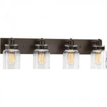 Progress P300048-020 - Calhoun Collection Four-Light Antique Bronze Clear Glass Farmhouse Bath Vanity Light