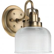 Progress P2989-163 - Archie Collection One-Light Vintage Brass Clear Double Prismatic Glass Coastal Bath Vanity Light