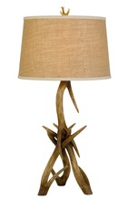 CAL Lighting BO-2806TB - 150W 3 Way Drummond Antler Resin Table Lamp With Burlap Shade