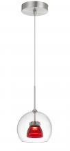 CAL Lighting UP-335-CL-REDCL - Integrated Dimmable LED Glass Mini Pendant Light. 6W, 450 Lumen, 3000k