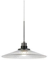 CAL Lighting UPL-715-CLR - 10.2" Tall Glass and Metal LED Pendant with Brushed Steel Cord