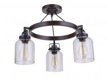 Craftmade 53653-FBDT - Foxwood 3 Light Convertible Semi Flush in Flat Black/Dark Teak