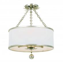 Crystorama 513-SA_CEILING - Broche 3 Light Antique Silver Semi Flush Mount