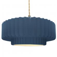 Justice Design Group CER-6555-MID-BRSS-BEIG-TWST - Large Tier Pleated 1-Light Pendant