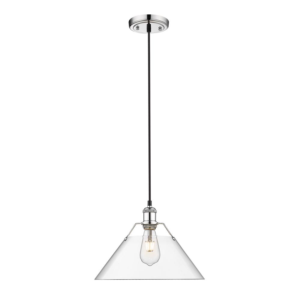 Orwell CH Large Pendant - 14&#34; in Chrome with Clear Glass