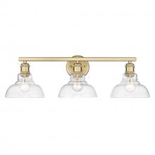Golden 0305-BA3 BCB-CLR - Carver BCB 3 Light Bath Vanity in Brushed Champagne Bronze with Clear Glass Shade