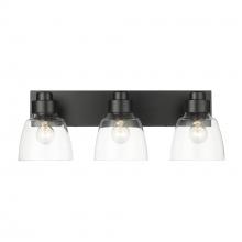 Golden 0314-BA3 BLK-CLR - Remy 3 Light Bath Vanity in Matte Black with Clear Glass Shade