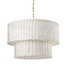 Golden 1084-6 BCB-WW - Erma BCB 6 Light Chandelier in Brushed Champagne Bronze with White Wicker Shade