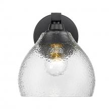 Golden 1094-1W BLK-HCG - Ariella BLK 1 Light Wall Sconce in Matte Black with Hammered Clear Glass Shade