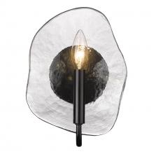 Golden 1140-1W BLK-HWG - Samara 1 Light Wall Sconce in Matte Black with Hammered Water Glass Shade