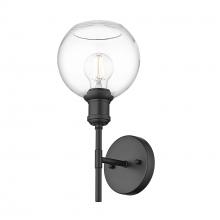 Golden 1945-1W BLK-GLOBE-CLR - Axel BLK 1 Light Wall Sconce in Matte Black with Clear Glass Shade