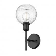 Golden 1945-1W BLK-GLOBE-SD - Axel BLK 1 Light Wall Sconce in Matte Black with Seeded Glass Shade