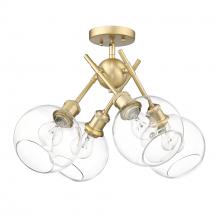 Golden 1945-SF BCB-GLOBE-CLR - Axel BCB Semi-Flush in Brushed Champagne Bronze with Clear Glass Shade