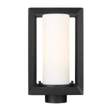 Golden 2073-OPST NB-OP - Smyth NB Post Mount - Outdoor in Natural Black with Opal Glass Shade