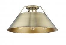 Golden 3306-3FM AB-AB - Orwell 3-Light Flush Mount in Aged Brass