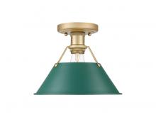 Golden 3306-FM BCB-GN - Orwell 1-Light Flush Mount in Brushed Champagne Bronze with Pine Green