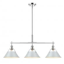 Golden 3306-LP CH-DB - Orwell CH 3 Light Linear Pendant in Chrome with Dusky Blue shades