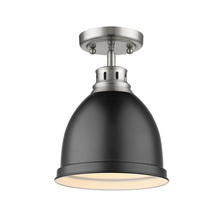 Golden 3602-FM PW-BLK - Duncan Flush Mount in Pewter with a Matte Black Shade