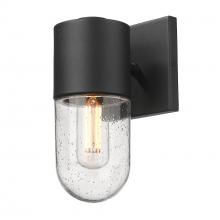Golden 6080-OWS NB-SD - Ezra 1 Light Wall Sconce - Outdoor in Natural Black with Seeded Glass Shade