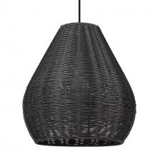 Golden 6084-O1P NB-MBW - Melany 1 Light Pendant - Outdoor in Natural Black with Matte Black Wicker Shade