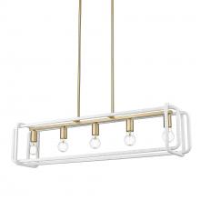 Golden 6085-LP BCB-WR - Camden Linear Pendant in Brushed Champagne Bronze with Bleached White Raphia Rope