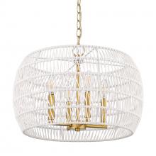 Golden 6808-4 MBG-WR - Ellie 4 Light Chandelier in Modern Brushed Gold with Bleached White Raphia Rope Shade