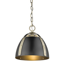 Golden 6928-S AB-BLK - Aldrich AB Small Pendant in Aged Brass with Matte Black Shade