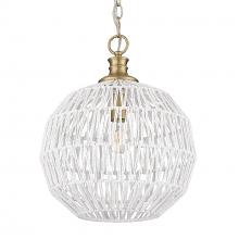 Golden 6933-M BCB-WR - Florence BCB Medium Pendant in Brushed Champagne Bronze with Bleached White Raphia Rope Shade