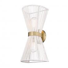 Golden 6938-2W BCB-WR - Avon BCB 2 Light Wall Sconce in Brushed Champagne Bronze with Bleached White Raphia Rope Shade