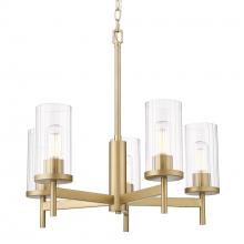 Golden 7011-5 BCB-CLR - Winslett BCB 5 Light Chandelier in Brushed Champagne Bronze with Clear Glass Shade