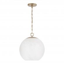 Capital 355812MA-551 - 1-Light Globe Pendant in Matte Brass with Faux Alabaster Glass and Alternating Loop Designer Chain