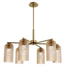 Hunter 13230 - Hunter Beverly Glen Luxe Gold with Amber Glass 6 Light Chandelier Ceiling Light Fixture