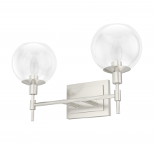 Hunter 19762 - Hunter Xidane Brushed Nickel with Clear Glass 2 Light Bathroom Vanity Wall Light Fixture