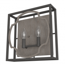 Hunter 19228 - Hunter Stone Creek Noble Bronze and White Washed Oak 2 Light Sconce Wall Light Fixture