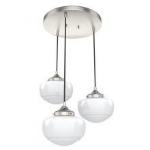 Hunter 19500 - Hunter Saddle Creek Brushed Nickel with Cased White Glass 3 Light Pendant Cluster Ceiling Light Fixt