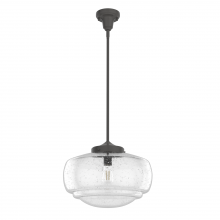 Hunter 19191 - Hunter Saddle Creek Noble Bronze with Seeded Glass 1 Light Pendant Ceiling Light Fixture