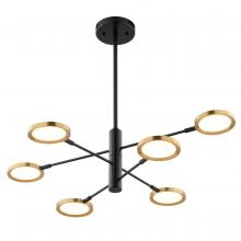 Vaxcel International P0424 - Cullerto 34.75-in. 6 Light LED Pendant Matte Black and Antique Gold