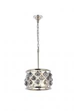 Elegant 1214D12PN-SS/RC - Madison 3 Light Polished Nickel Pendant Silver Shade (Grey) Royal Cut Crystal