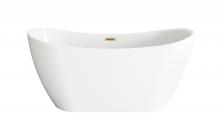 Elegant BT30459GW-BGD - 59 inch Bathtub in Glossy White with Brushed Gold Trim