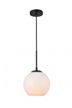 Elegant LD2207BK - Baxter 1 Light Black Pendant With Frosted White Glass