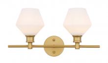 Elegant LD2313BR - Gene 2 light Brass and Frosted white glass Wall sconce