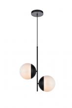 Elegant LD6116BK - Eclipse 2 Lights Black Pendant With Frosted White Glass