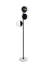 Elegant LD6159BK - Eclipse 3 Lights Black Floor Lamp with Clear Glass